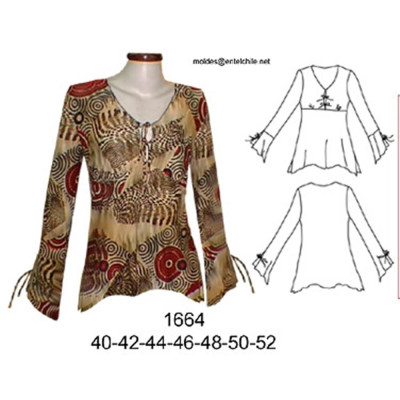 Molde de Camiseta corte bajo busto; | 1664