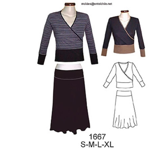 Molde de Camiseta y falda en puño o rib; | 1667