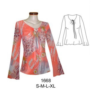 Molde de Camiseta hippie con amarra en abertura , | 1668