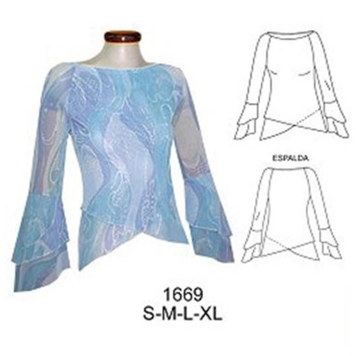 Molde de Camiseta cruzada manga raglan elástico en escote , ; | 1669