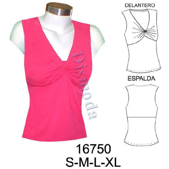 Molde de Camiseta con corte bajo busto, anudada | 16750
