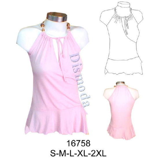 Molde de Camiseta cruzada con faldón asimétrico con abertura | 16758