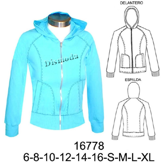 Molde de Sudadera con gorro manga reglan | 16778