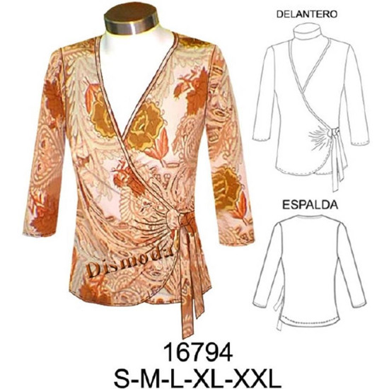 Molde de Camiseta cruzada con capas plisadas y amarras | 16794