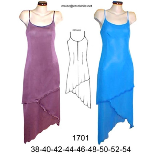 Molde de Vestido asimétrico | 1701 Molde de Vestido asimétrico | 1701