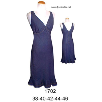 Molde de Vestido con corte bajo busto | 1702
