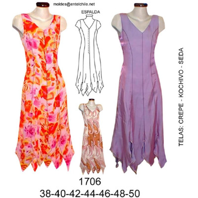 Molde de Vestido sin manga | 1706