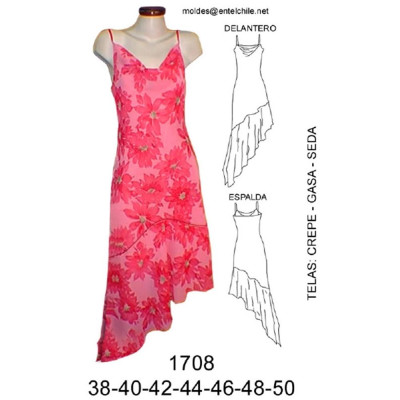 Molde de Vestido drapeado | 1708 Molde de Vestido drapeado | 1708