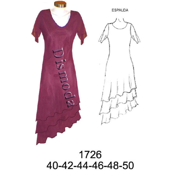 Molde de Vestido asimétrico | 1726 Molde de Vestido asimétrico | 1726