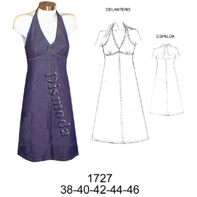 Molde de Vestido amarrado al cuello | 1727 Molde de Vestido amarrado al cuello | 1727