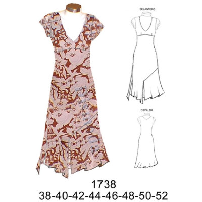 Molde de Vestido asimétrico | 1738 Molde de Vestido asimétrico | 1738