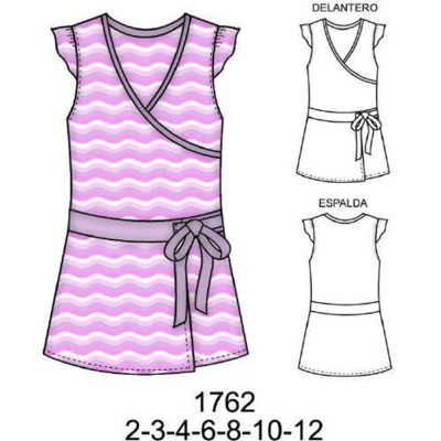 Molde de Vestido cruzado con cortes en cintura | 1762 Molde de Vestido cruzado con cortes en cintura | 1762