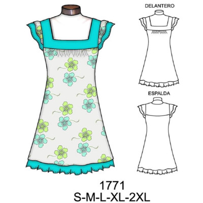 Molde de Vestido con canesú y manga pestaña | 1771