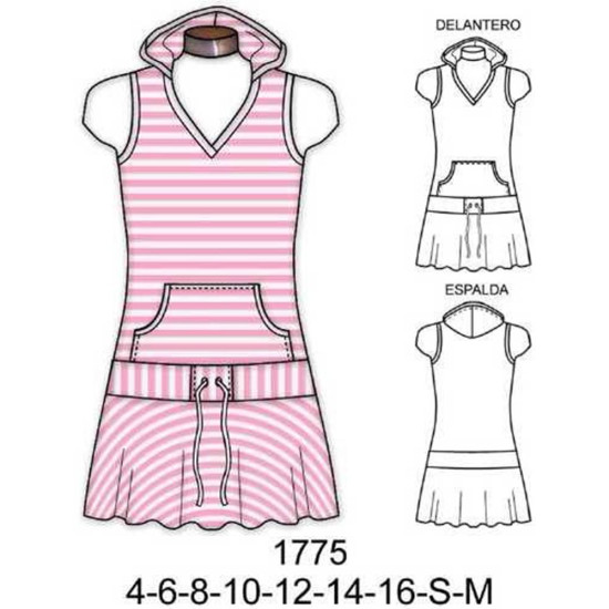 Molde de Vestido cortó con gorro | 1775