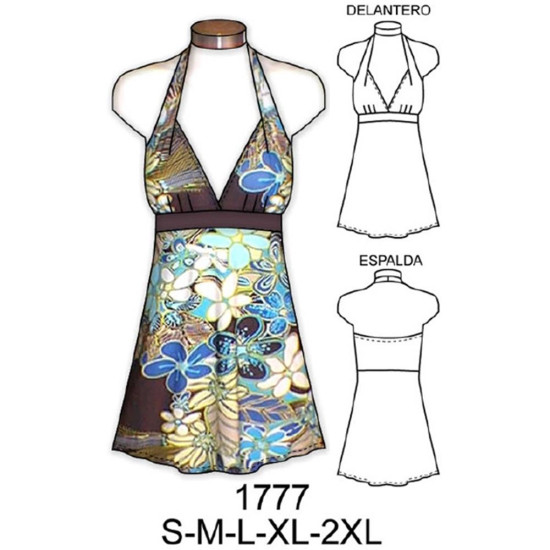 Molde de Vestido corto con tirantes | 1777 Molde de Vestido corto con tirantes | 1777