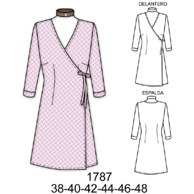 Molde de Vestido cruzado con amarra en costado | 1787
