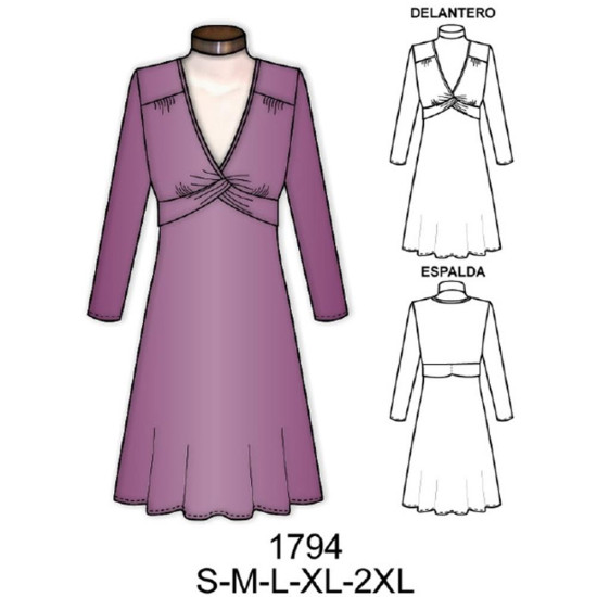 Molde de Vestido con corte | 1794 Molde de Vestido con corte | 1794