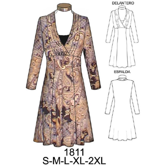 Molde de Vestido cuello cruzado | 1811 Molde de Vestido cuello cruzado | 1811