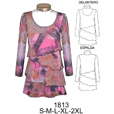 Molde de Mini vestido con capas | 1813 Molde de Mini vestido con capas | 1813