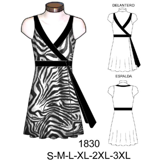 Molde de Vestido cruzado con amarra | 1830 Molde de Vestido cruzado con amarra | 1830