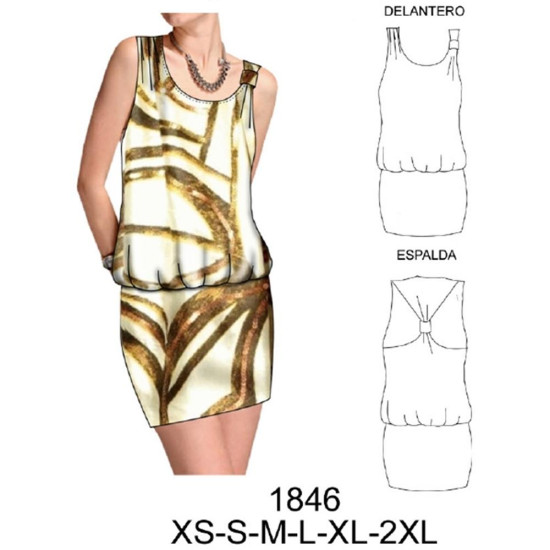 Molde de Vestido pretina ancha | 1846