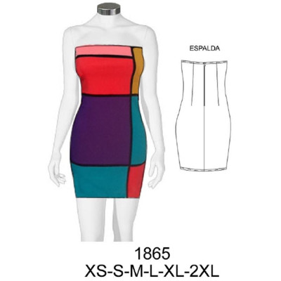 Molde de Vestido lycra strapless largo 65 cms aprox | 1865 Molde de Vestido lycra strapless largo 65 cms aprox | 1865