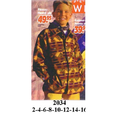 Molde de Chaqueta de estilo overshirt de cuello camisero, cierre frontal con botones, mangas largas y bolsillos de parche | 2034