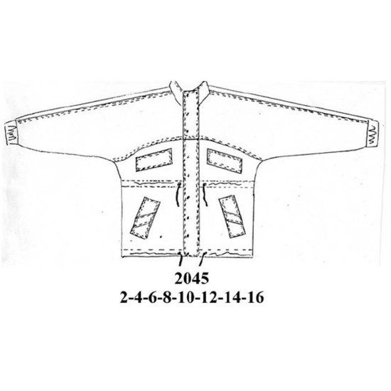 Molde de Chaqueta de cuello mao, cierre frontal oculto, mangas largas con puños elásticos, cintura con tira ajustable y cuatro bolsillos | 2045