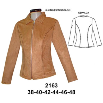 Molde de Chaqueta de cuello camisero con cierre frontal y manga larga | 2163 Molde de Chaqueta de cuello camisero con cierre frontal y manga larga | 2163