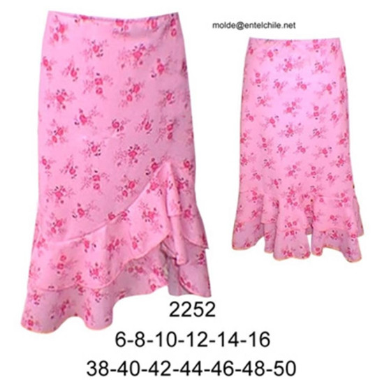 Molde de Falda asimétrica con doble fruncido | 2252