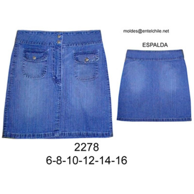 Molde de Falda con pretina ancha, bolsillos delanteros con tapa | 2278