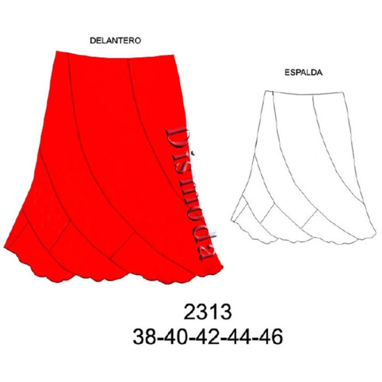 Molde de Falda 5 piezas con fruncido en basta | 2313 Molde de Falda 5 piezas con fruncido en basta | 2313