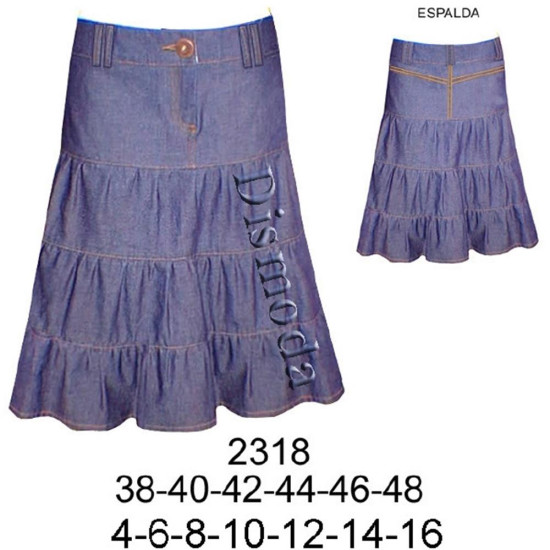 Molde de Falda con 4 piezas fruncidas | 2318 Molde de Falda con 4 piezas fruncidas | 2318