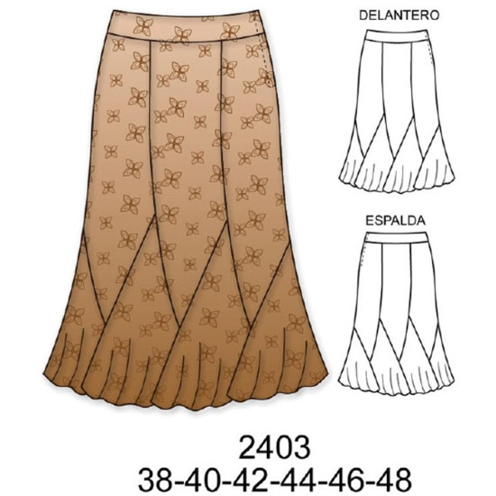 Molde de Falda 6 piezas con pretina: | 2403 Molde de Falda 6 piezas con pretina: | 2403