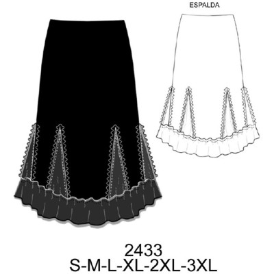Molde de Falda con triangulos sobre puestos y faldón inferior (cintura con elástico) | 2433 Molde de Falda con triangulos sobre puestos y faldón inferior (cintura con elástico) | 2433