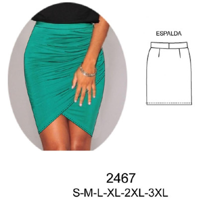 Molde de Falda cruzada con fruncido lateral, | 2467