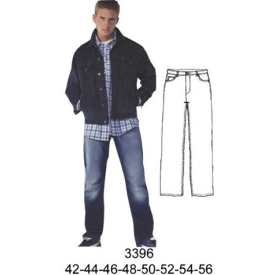 Molde de Pantalón de jeans, pierna recta, tiro normal | 3396