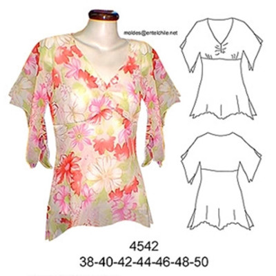 Molde de Blusa corte bajo busto con puntas | 4542