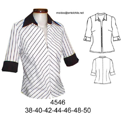 Molde de Blusa con cierre entallada sesgada | 4546
