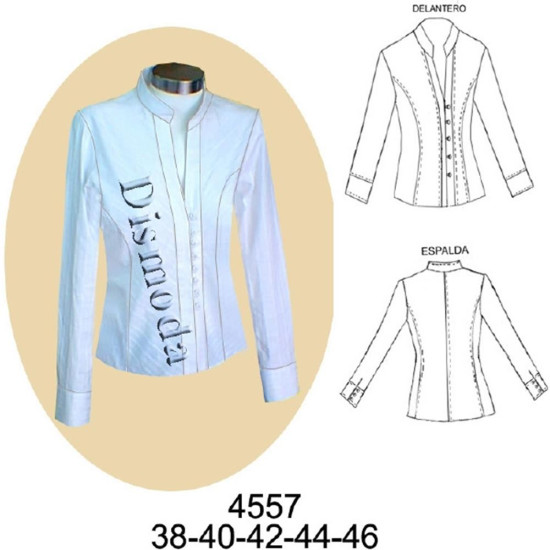 Molde de Blusa cuello mao corte princesa | 4557 Molde de Blusa cuello mao corte princesa | 4557