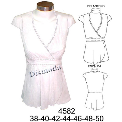 Molde de Blusa con corte bajo busto, faldón cruzado | 4582 Molde de Blusa con corte bajo busto, faldón cruzado | 4582