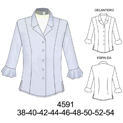 Molde de Blusa dama con cortes desde el hombro aberturas en costado: | 4591