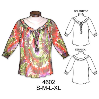 Molde de Blusa con cuello y escote fruncido con pata | 4602