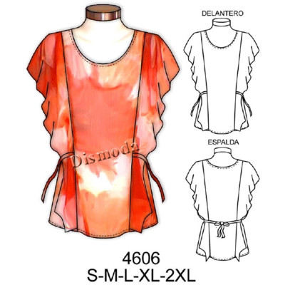 Molde de Blusa tipo kimono con costadillo | 4606 Molde de Blusa tipo kimono con costadillo | 4606