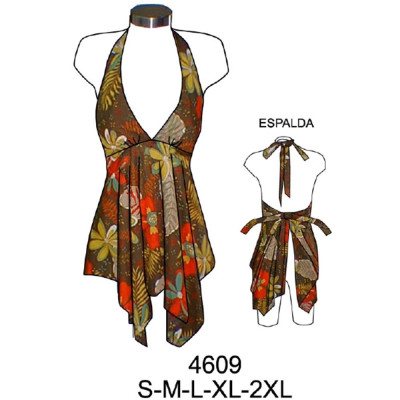 Molde de Blusa amarrada al cuello y en espalda faldones en punta | 4609
