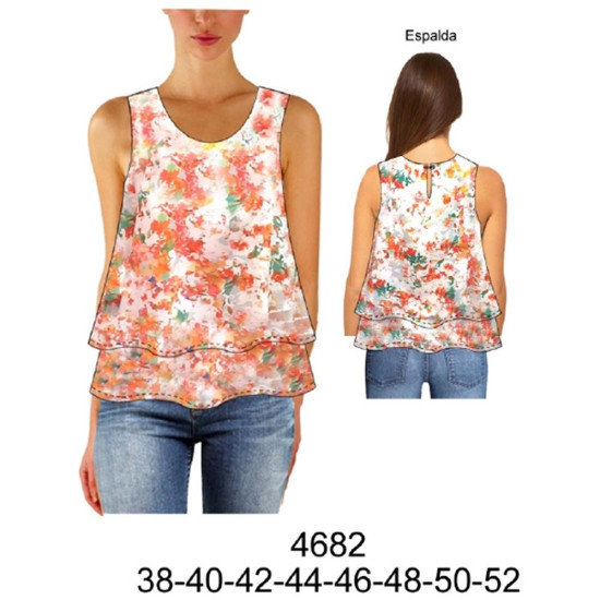 Molde de Blusa con corte trapecio, con capas | 4682