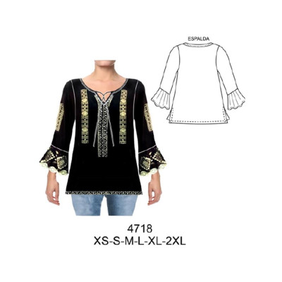 Molde de Blusa ruedo holgado manga ¾ | 4718