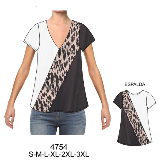 Molde de Blusa asimétrica, ruedo evase y manga corta | 4754 Molde de Blusa asimétrica, ruedo evase y manga corta | 4754