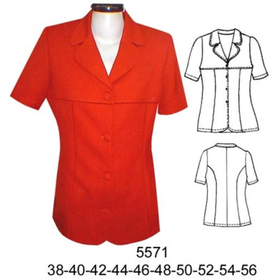 Molde de Blazer con corte bajo busto solapa redonda; | 5571 Molde de Blazer con corte bajo busto solapa redonda; | 5571