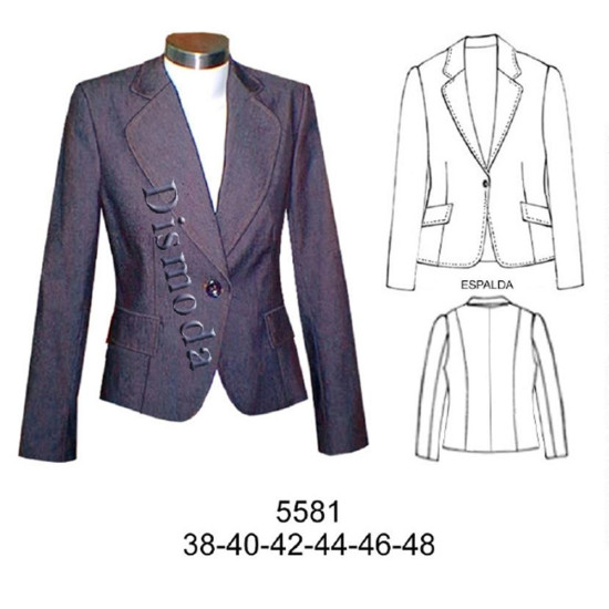 Molde de Blazer 1 botón entallado (largo 59 cm) | 5581 Molde de Blazer 1 botón entallado (largo 59 cm) | 5581